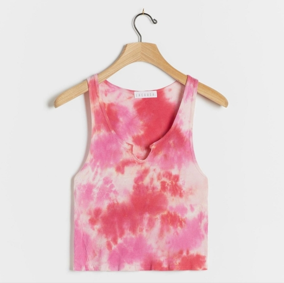 Anthropologue Anisa Notch Neck Tank - Pink Tie-Dye - Picture 3 of 7
